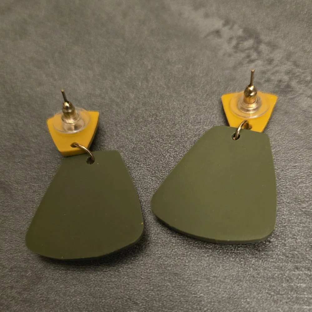 Festive Green and Yellow Tree Earrings
